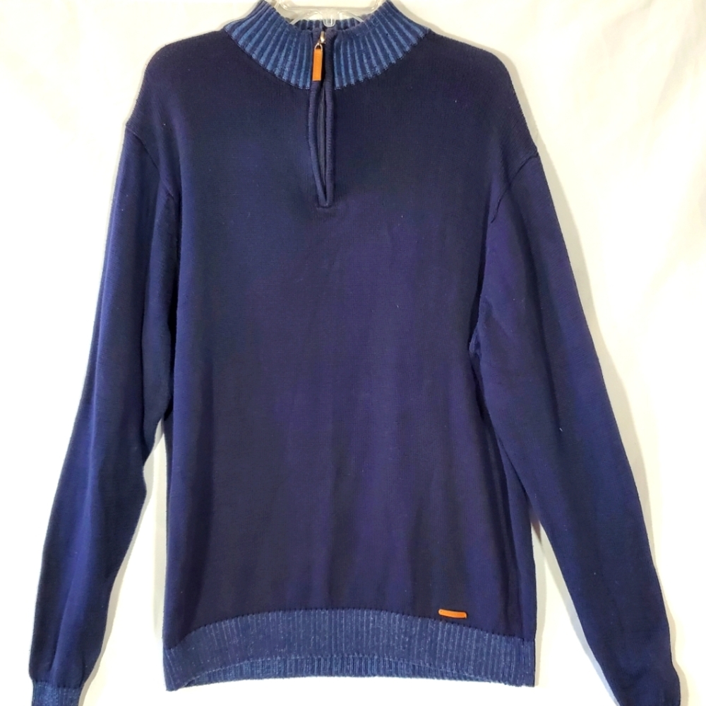 LONDON FOG KNIT PULLOVER SWEATER 1/4 ZIP SWEATER